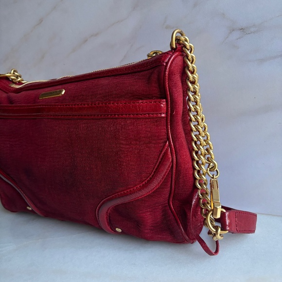REBECCA MINKOFF MAC Clutch Bombe Blood Red Leather Crossbody Shoulder Bag - Picture 4 of 12